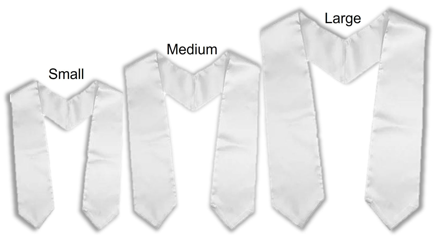 White Sublimation Graduation Stole - 3 Sizes