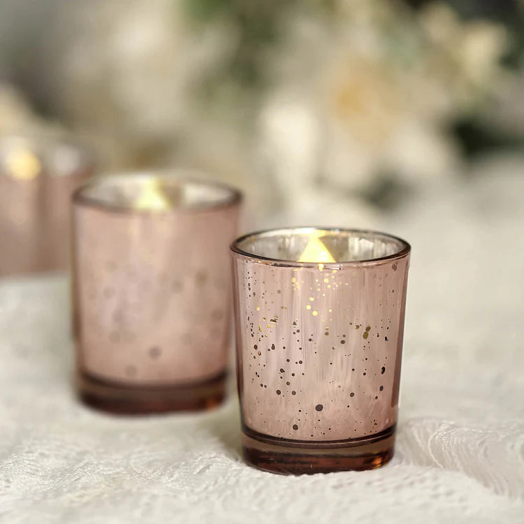 Silver Mercury Glass Candle Holders, Votive Tealight Holders - Speckled Design 2"