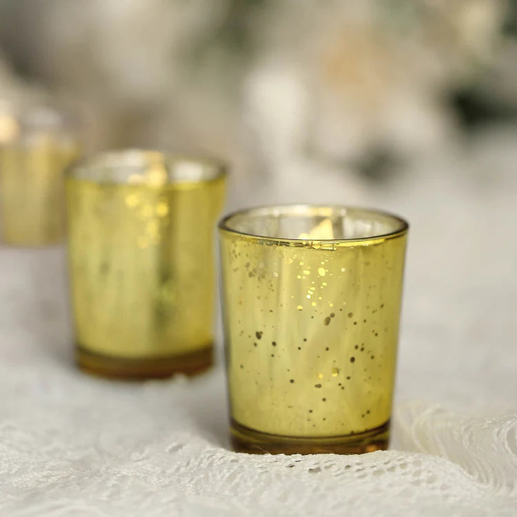 Silver Mercury Glass Candle Holders, Votive Tealight Holders - Speckled Design 2"