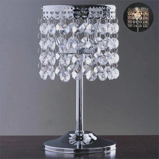 Silver Crystal Beaded Chandelier Votive Pillar Candle Holder,