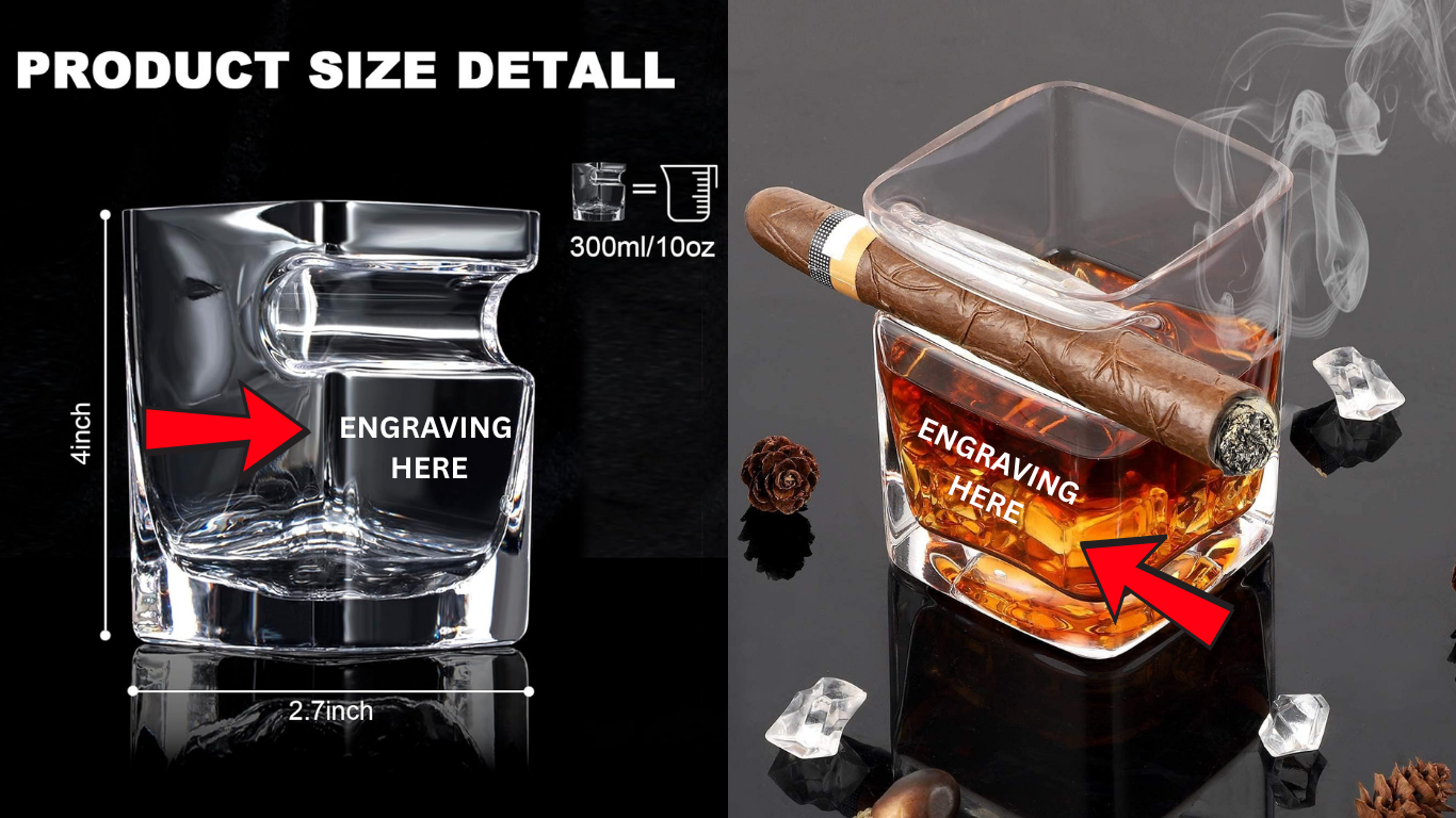 Cigar Whiskey Glasses -12oz Old Fashioned Glass with Integrated Cigar