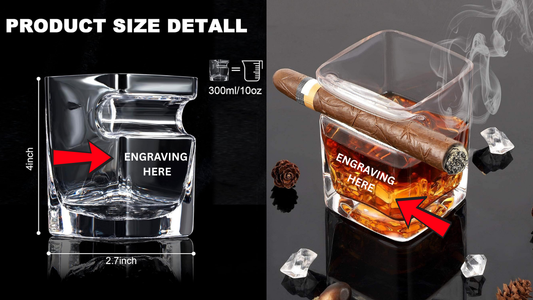 Cigar Whiskey Glasses -12oz Old Fashioned Glass with Integrated Cigar